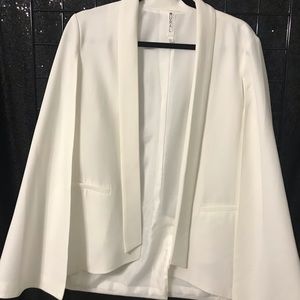 MURAL White Cape Blazer